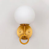 Minimalist 1 Light Sconce Lighting with Cream Glass Shade Brass Global Wall Mounted Lamp Clearhalo 'Cast Iron' 'Glass' 'Industrial' 'Modern wall lights' 'Modern' 'Tiffany' 'Traditional wall lights' 'Wall Lamps & Sconces' 'Wall Lights' Lighting' 520724