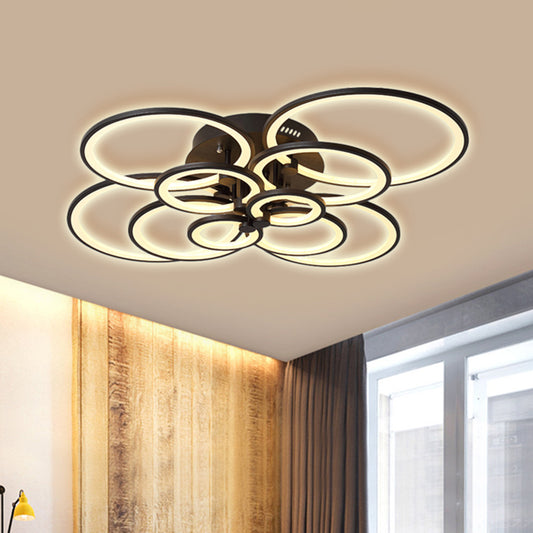 Multi-Ring Living Room Flush Mount Acrylic 8/10 Lights Modern Ceiling Lighting Fixture in Brown, Warm/White Light Clearhalo 'Ceiling Lights' 'Close To Ceiling Lights' 'Close to ceiling' 'Flush mount' Lighting' 520763