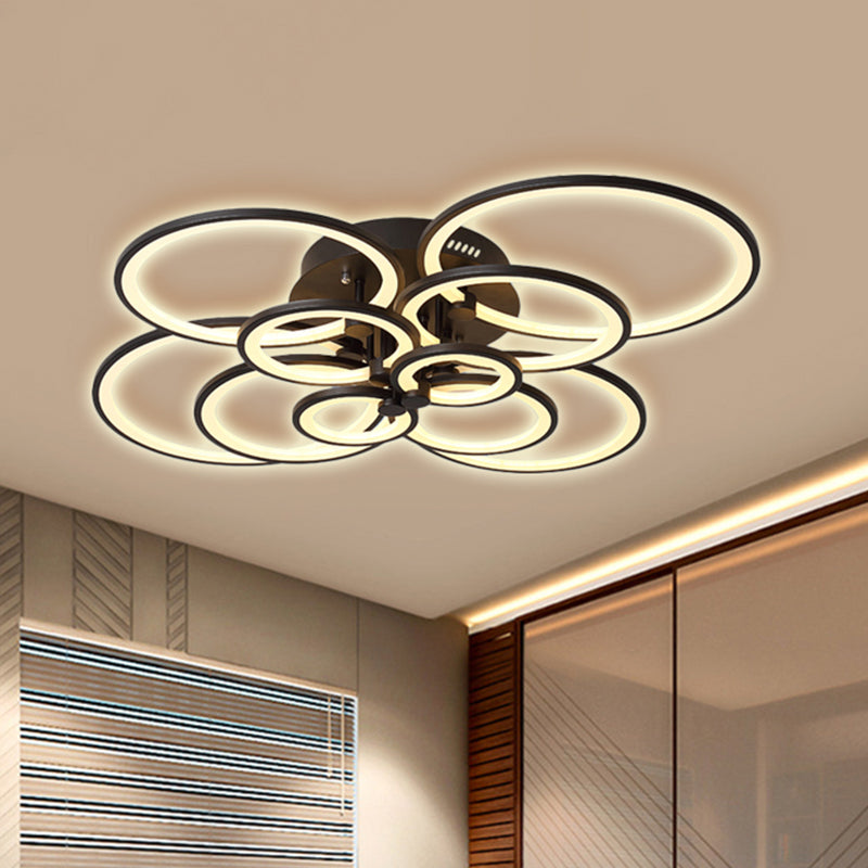 Multi-Ring Living Room Flush Mount Acrylic 8/10 Lights Modern Ceiling Lighting Fixture in Brown, Warm/White Light Clearhalo 'Ceiling Lights' 'Close To Ceiling Lights' 'Close to ceiling' 'Flush mount' Lighting' 520764