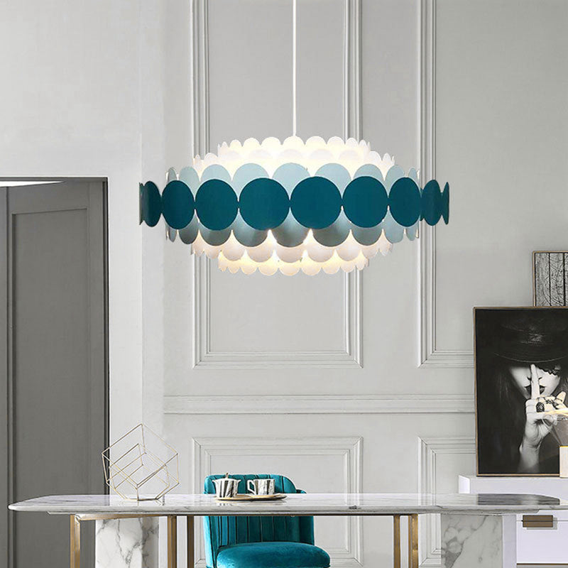 Acrylic Oval Chandelier Lighting Contemporary Led 16"/19.5"/23.5" Wide Black/Blue/Red Hanging Pendant Lamp for Living Room Clearhalo 'Ceiling Lights' 'Chandeliers' 'Modern Chandeliers' 'Modern' Lighting' 520774