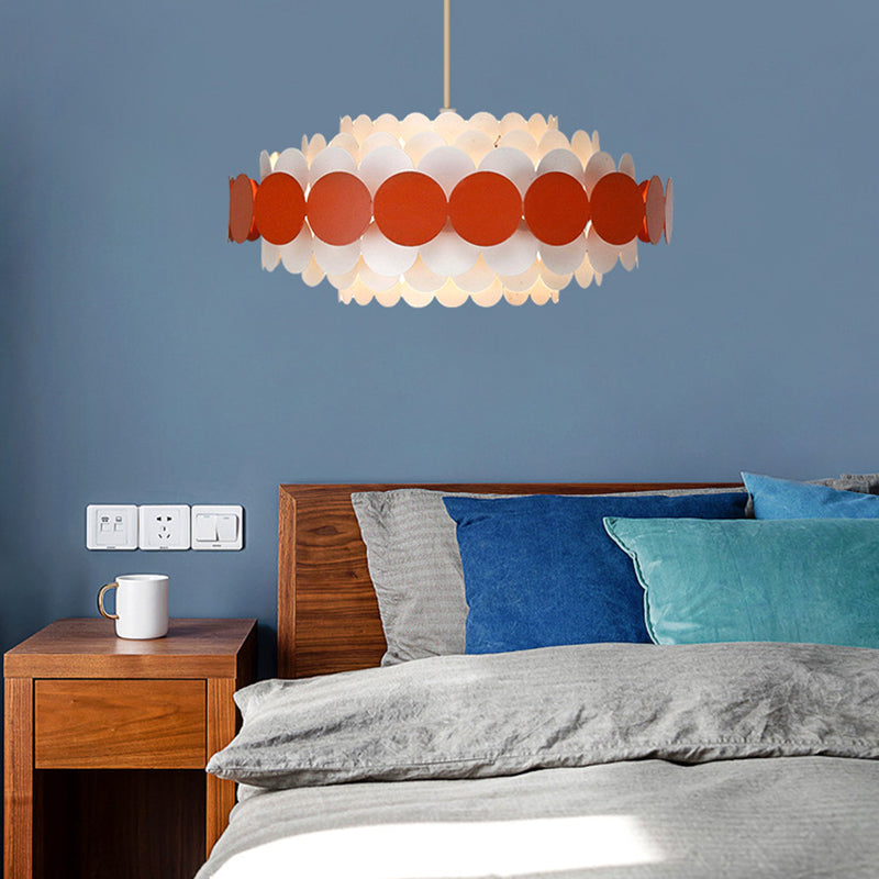 Acrylic Oval Chandelier Lighting Contemporary Led 16"/19.5"/23.5" Wide Black/Blue/Red Hanging Pendant Lamp for Living Room Red Clearhalo 'Ceiling Lights' 'Chandeliers' 'Modern Chandeliers' 'Modern' Lighting' 520776