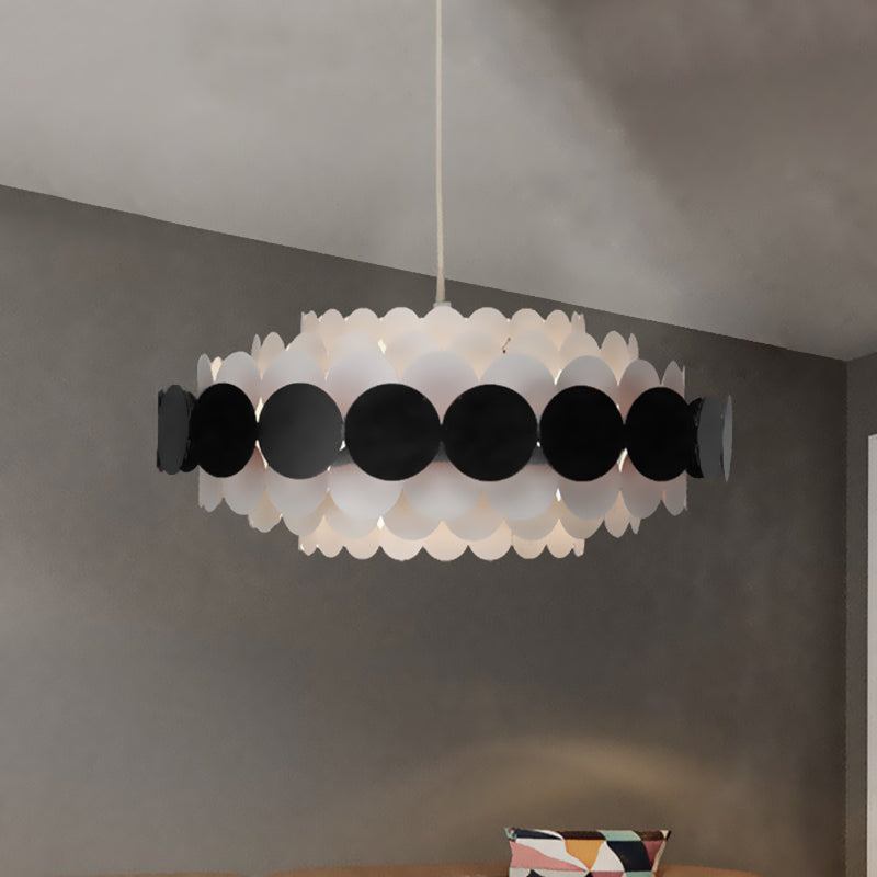 Acrylic Oval Chandelier Lighting Contemporary Led 16"/19.5"/23.5" Wide Black/Blue/Red Hanging Pendant Lamp for Living Room Clearhalo 'Ceiling Lights' 'Chandeliers' 'Modern Chandeliers' 'Modern' Lighting' 520781