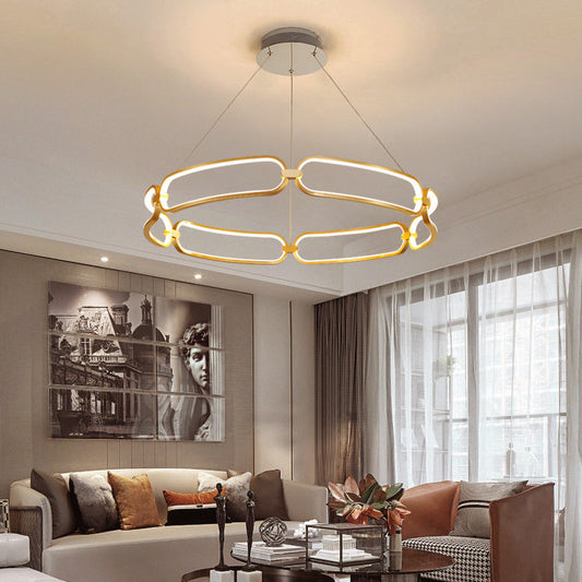 Bracelet Metal Chandelier Lamp Modern 1 Light Gold Led Ceiling Pendant Light in White/Warm Light Clearhalo 'Ceiling Lights' 'Chandeliers' 'Modern Chandeliers' 'Modern' Lighting' 520789