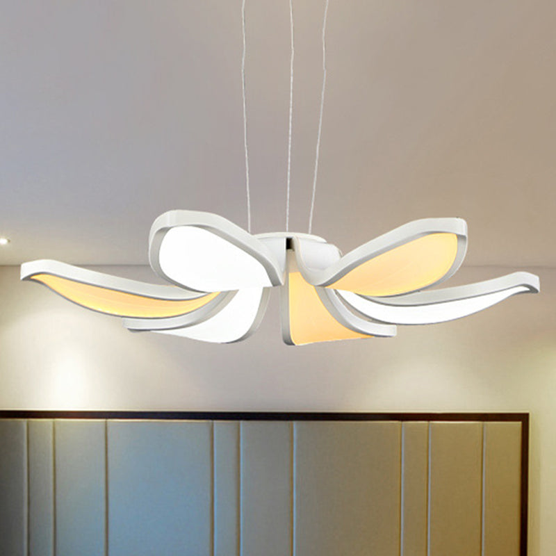 Flower Shape Acrylic Chandelier Light Contemporary 6/8 Lights White Led Hanging Ceiling Lamp in White/Warm/Natural Light Clearhalo 'Ceiling Lights' 'Chandeliers' 'Modern Chandeliers' 'Modern' Lighting' 520802