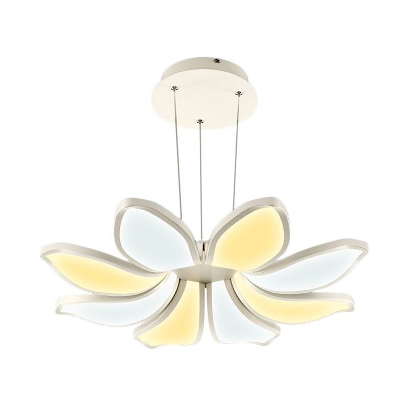 Flower Shape Acrylic Chandelier Light Contemporary 6/8 Lights White Led Hanging Ceiling Lamp in White/Warm/Natural Light Clearhalo 'Ceiling Lights' 'Chandeliers' 'Modern Chandeliers' 'Modern' Lighting' 520803