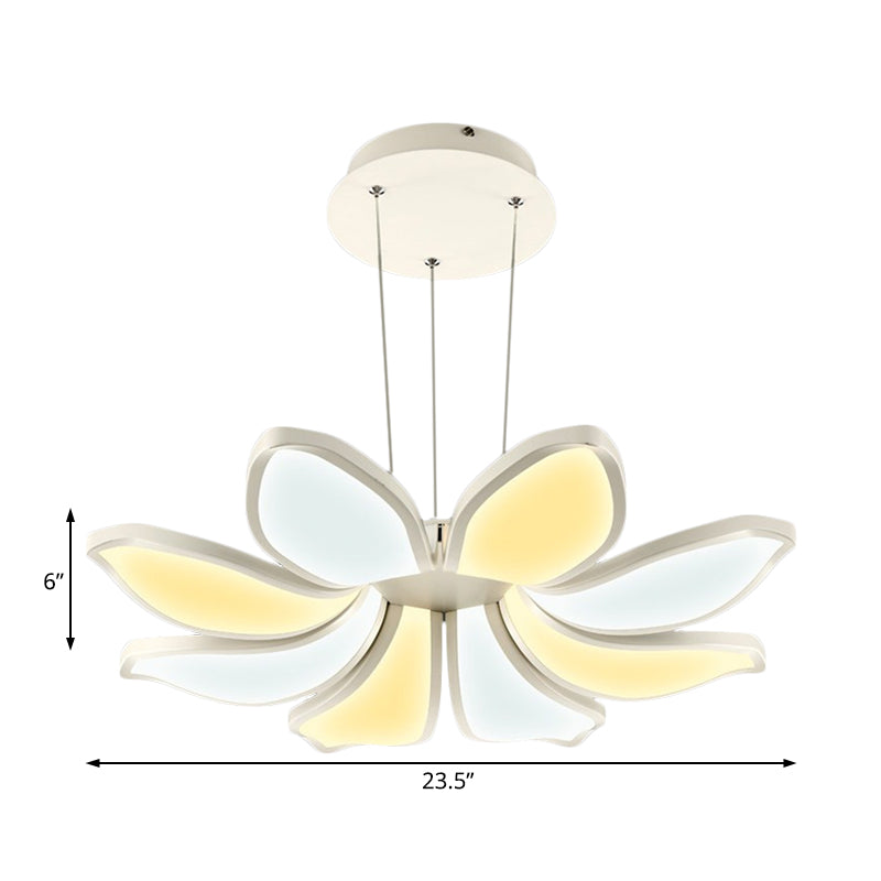 Flower Shape Acrylic Chandelier Light Contemporary 6/8 Lights White Led Hanging Ceiling Lamp in White/Warm/Natural Light Clearhalo 'Ceiling Lights' 'Chandeliers' 'Modern Chandeliers' 'Modern' Lighting' 520804