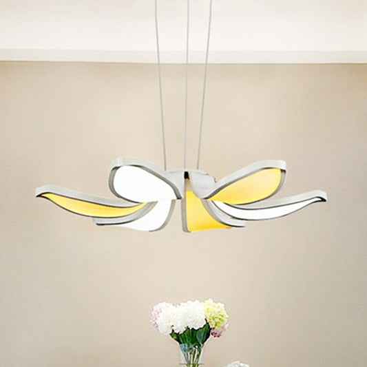 Flower Shape Acrylic Chandelier Light Contemporary 6/8 Lights White Led Hanging Ceiling Lamp in White/Warm/Natural Light Clearhalo 'Ceiling Lights' 'Chandeliers' 'Modern Chandeliers' 'Modern' Lighting' 520806