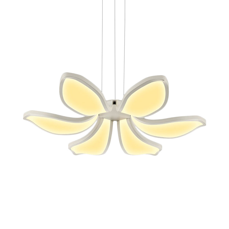 Flower Shape Acrylic Chandelier Light Contemporary 6/8 Lights White Led Hanging Ceiling Lamp in White/Warm/Natural Light Clearhalo 'Ceiling Lights' 'Chandeliers' 'Modern Chandeliers' 'Modern' Lighting' 520807