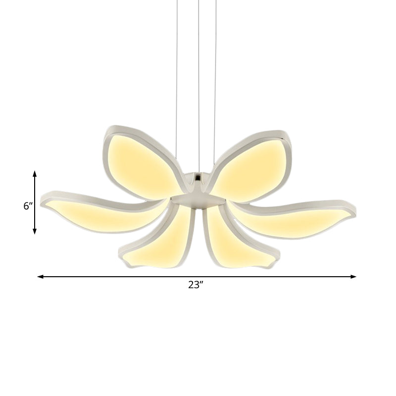 Flower Shape Acrylic Chandelier Light Contemporary 6/8 Lights White Led Hanging Ceiling Lamp in White/Warm/Natural Light Clearhalo 'Ceiling Lights' 'Chandeliers' 'Modern Chandeliers' 'Modern' Lighting' 520808