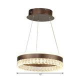 Round Crystal Pendant Chandelier Contemporary 1/2/3 Lights Brown Led Hanging Ceiling Light in White/Warm/Natural Light Clearhalo 'Ceiling Lights' 'Chandeliers' 'Modern Chandeliers' 'Modern' Lighting' 520822