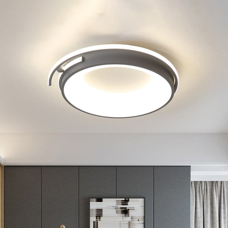 Led Living Room Flush Mount Lighting with Round Acrylic Shade Contemporary Black/Grey Flush Lamp in Warm/White/Neutral Light, 12.5"/16"/21.5" Wide Clearhalo 'Ceiling Lights' 'Close To Ceiling Lights' 'Close to ceiling' 'Flush mount' Lighting' 520857