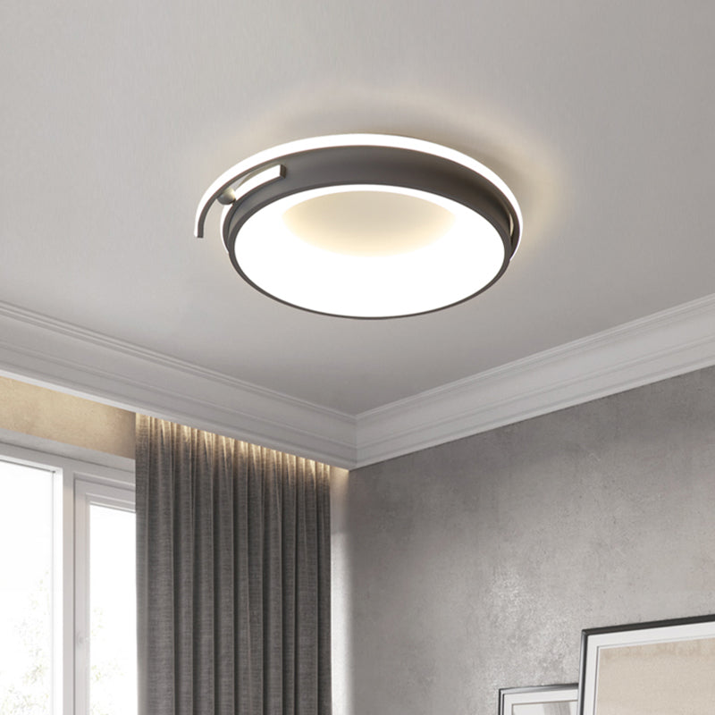 Led Living Room Flush Mount Lighting with Round Acrylic Shade Contemporary Black/Grey Flush Lamp in Warm/White/Neutral Light, 12.5"/16"/21.5" Wide Clearhalo 'Ceiling Lights' 'Close To Ceiling Lights' 'Close to ceiling' 'Flush mount' Lighting' 520858