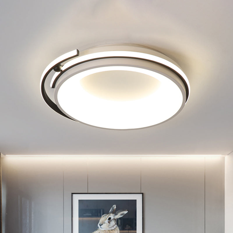 Led Living Room Flush Mount Lighting with Round Acrylic Shade Contemporary Black/Grey Flush Lamp in Warm/White/Neutral Light, 12.5"/16"/21.5" Wide Clearhalo 'Ceiling Lights' 'Close To Ceiling Lights' 'Close to ceiling' 'Flush mount' Lighting' 520859