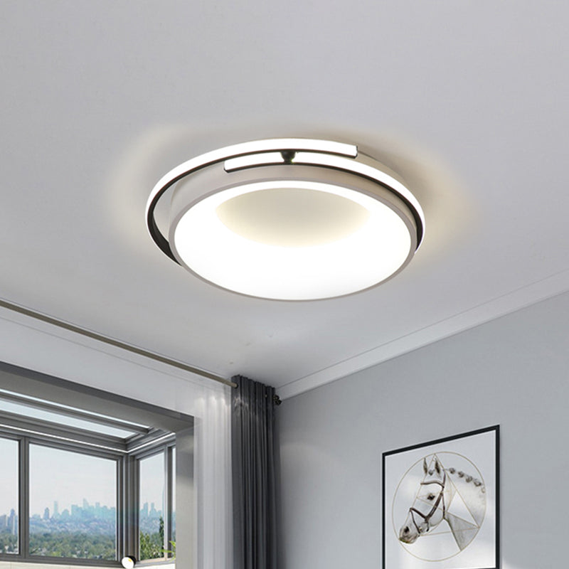 Led Living Room Flush Mount Lighting with Round Acrylic Shade Contemporary Black/Grey Flush Lamp in Warm/White/Neutral Light, 12.5"/16"/21.5" Wide Clearhalo 'Ceiling Lights' 'Close To Ceiling Lights' 'Close to ceiling' 'Flush mount' Lighting' 520860