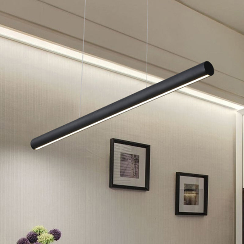 Metal Linear Pendant Chandelier Modern Led 39"/47" Wide Black Hanging Lamp Kit in White/Warm/Natural Light Clearhalo 'Ceiling Lights' 'Chandeliers' 'Modern Chandeliers' 'Modern' Lighting' 520886