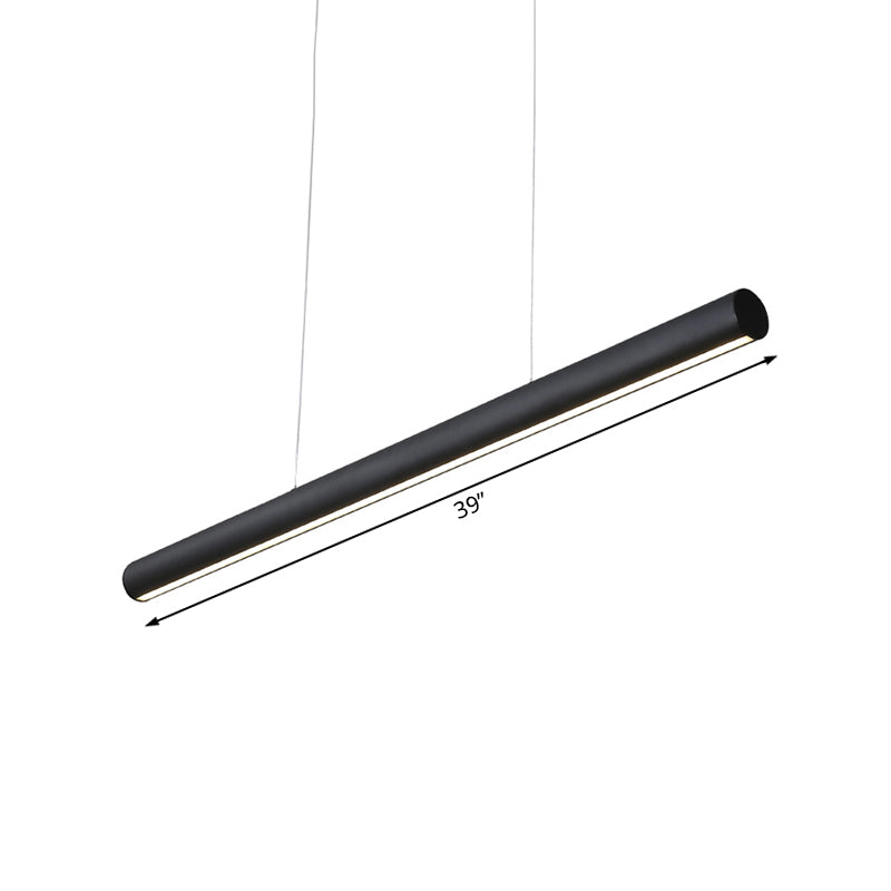 Metal Linear Pendant Chandelier Modern Led 39"/47" Wide Black Hanging Lamp Kit in White/Warm/Natural Light Clearhalo 'Ceiling Lights' 'Chandeliers' 'Modern Chandeliers' 'Modern' Lighting' 520889