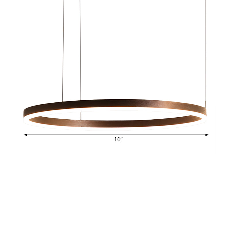 Coffee Circular Chandelier Lamp Modernist 1/3/4 Lights Metal Led Hanging Ceiling Light Fixture in White/Warm Light Clearhalo 'Ceiling Lights' 'Chandeliers' 'Modern Chandeliers' 'Modern' Lighting' 520939