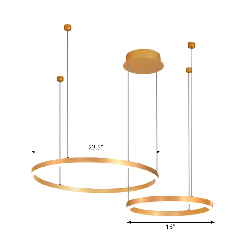 Gold Ring Pendant Chandelier Modern 2/3/4 Lights Acrylic Led Hanging Ceiling Light in White/Warm Light Clearhalo 'Ceiling Lights' 'Chandeliers' 'Modern Chandeliers' 'Modern' Lighting' 520951