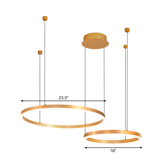 Gold Ring Pendant Chandelier Modern 2/3/4 Lights Acrylic Led Hanging Ceiling Light in White/Warm Light Clearhalo 'Ceiling Lights' 'Chandeliers' 'Modern Chandeliers' 'Modern' Lighting' 520951