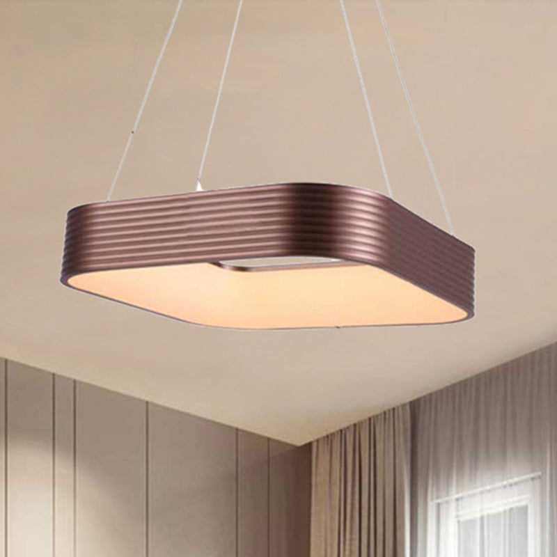 Rose Gold Square Suspension Pendant Contemporary Led Metal Hanging Ceiling Light in Third Gear, 18"/23.5" Wide Clearhalo 'Ceiling Lights' 'Modern Pendants' 'Modern' 'Pendant Lights' 'Pendants' Lighting' 520952