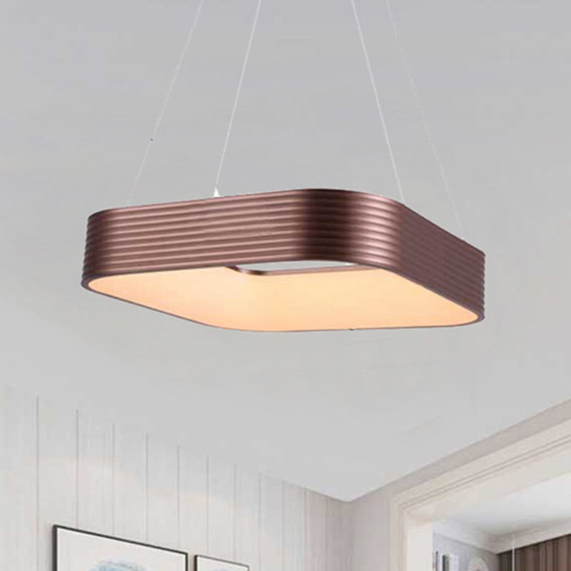 Rose Gold Square Suspension Pendant Contemporary Led Metal Hanging Ceiling Light in Third Gear, 18"/23.5" Wide Clearhalo 'Ceiling Lights' 'Modern Pendants' 'Modern' 'Pendant Lights' 'Pendants' Lighting' 520953