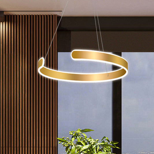 1/2/3 Lights Dining Room Chandelier with Ring Acrylic Shade Modern Gold Led Hanging Light Fixture in White/Warm Light Clearhalo 'Ceiling Lights' 'Chandeliers' 'Modern Chandeliers' 'Modern' Lighting' 520964