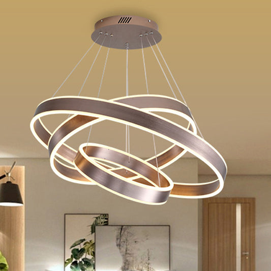 Modern Twisted Pendant Chandelier Acrylic 1/2/3 Lights Living Room Hanging Ceiling Light in Brown, Natural Light Clearhalo 'Ceiling Lights' 'Chandeliers' 'Modern Chandeliers' 'Modern' Lighting' 520968