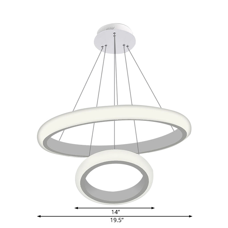 White Doughnut Chandelier Lamp Modernist 1/2/3 Lights Acrylic Led Ceiling Pendant Fixture in White/Warm Light Clearhalo 'Ceiling Lights' 'Chandeliers' 'Modern Chandeliers' 'Modern' Lighting' 520987