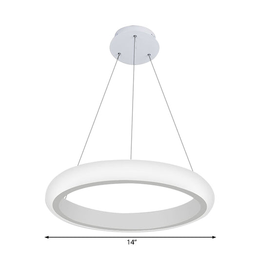 White Doughnut Chandelier Lamp Modernist 1/2/3 Lights Acrylic Led Ceiling Pendant Fixture in White/Warm Light Clearhalo 'Ceiling Lights' 'Chandeliers' 'Modern Chandeliers' 'Modern' Lighting' 520991_5a92866c-4042-4dbe-b474-e65d8a015eae
