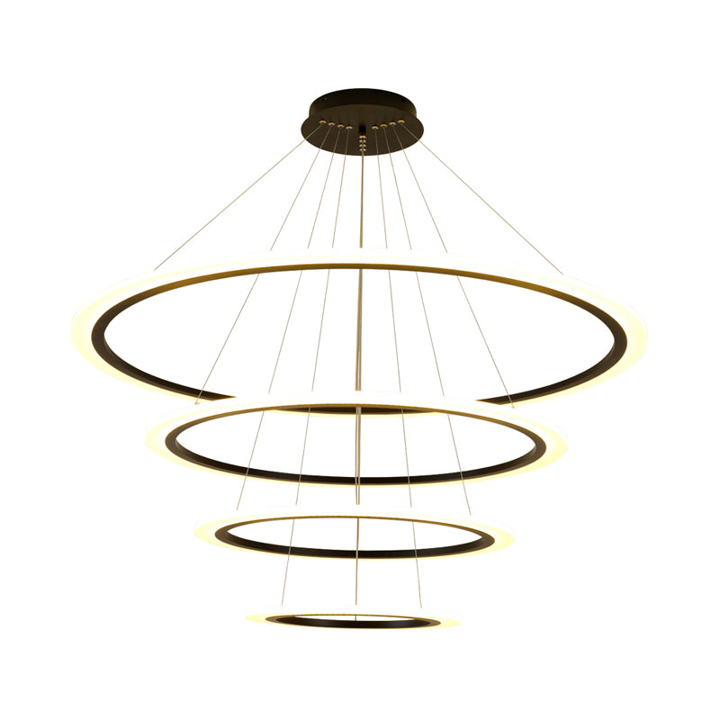 Ring Pendant Chandelier Contemporary Acrylic 1/2/3 Lights Gold Led Hanging Light Fixture in White/Warm Light Clearhalo 'Ceiling Lights' 'Chandeliers' 'Modern Chandeliers' 'Modern' Lighting' 521006