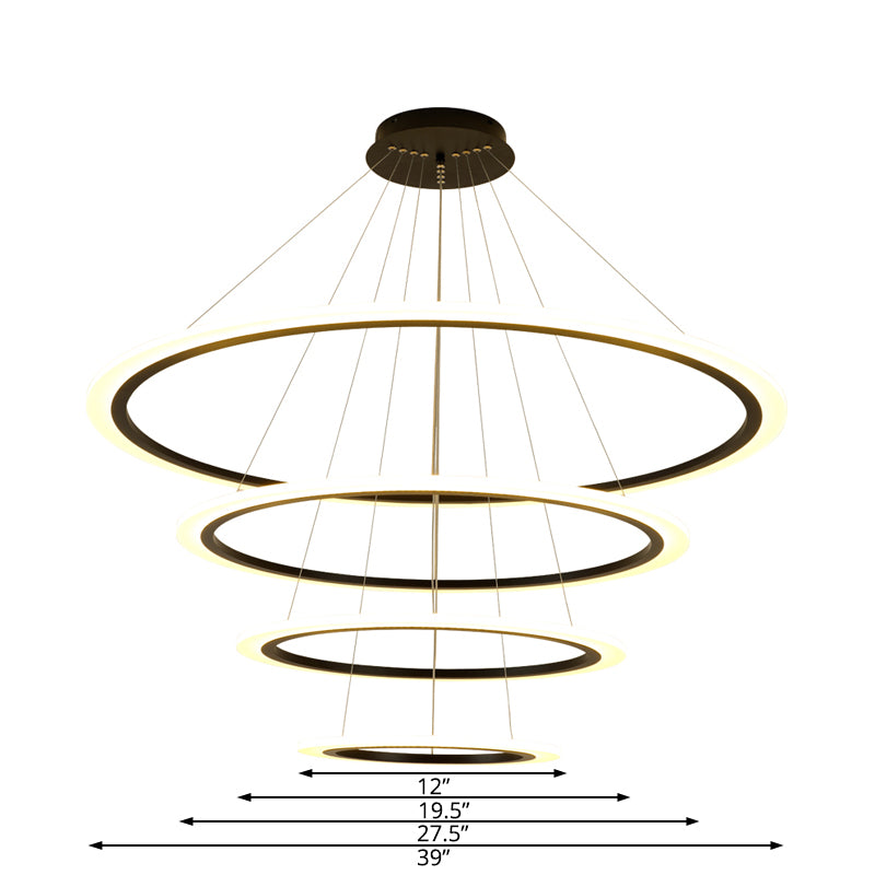Ring Pendant Chandelier Contemporary Acrylic 1/2/3 Lights Gold Led Hanging Light Fixture in White/Warm Light Clearhalo 'Ceiling Lights' 'Chandeliers' 'Modern Chandeliers' 'Modern' Lighting' 521007