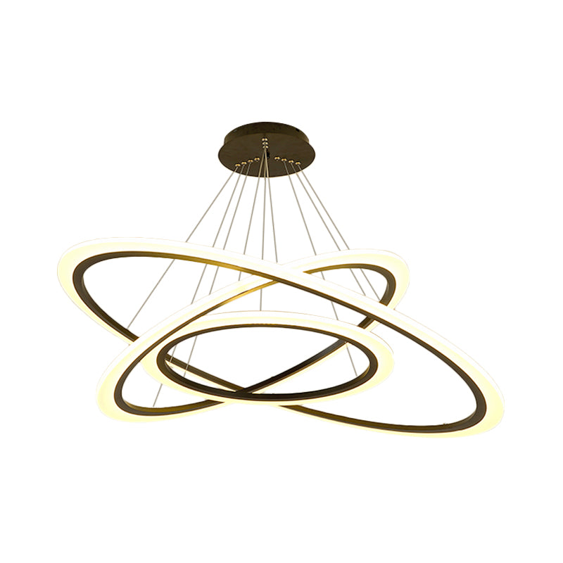Ring Pendant Chandelier Contemporary Acrylic 1/2/3 Lights Gold Led Hanging Light Fixture in White/Warm Light Clearhalo 'Ceiling Lights' 'Chandeliers' 'Modern Chandeliers' 'Modern' Lighting' 521012