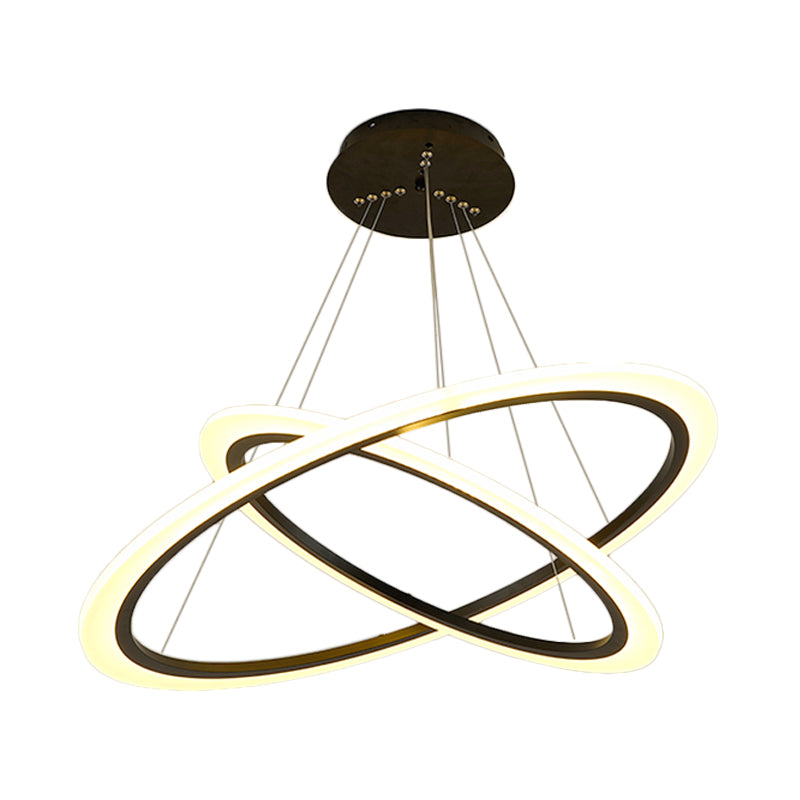 Ring Pendant Chandelier Contemporary Acrylic 1/2/3 Lights Gold Led Hanging Light Fixture in White/Warm Light Clearhalo 'Ceiling Lights' 'Chandeliers' 'Modern Chandeliers' 'Modern' Lighting' 521017