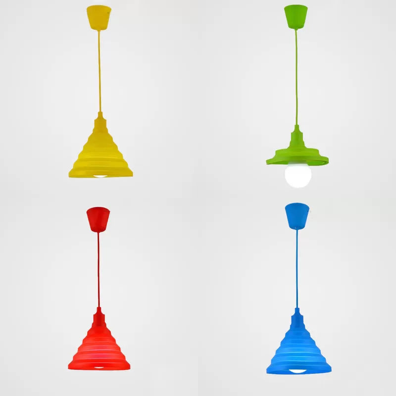 Kids Conical Hanging Pendant Metal Single Head Bright Colored Hanging Light for Game Room Clearhalo 'Ceiling Lights' 'Pendant Lights' 'Pendants' Lighting' 52121