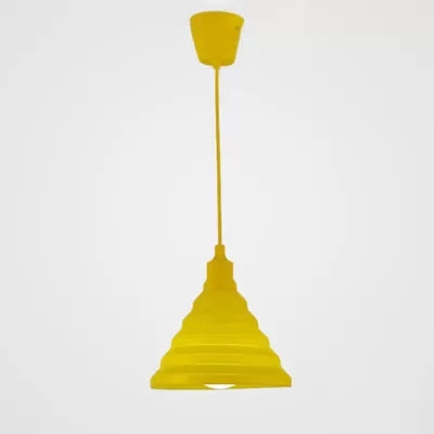 Kids Conical Hanging Pendant Metal Single Head Bright Colored Hanging Light for Game Room Yellow Clearhalo 'Ceiling Lights' 'Pendant Lights' 'Pendants' Lighting' 52122_7031607a-b3c6-4de2-87c3-d7476e74cfea