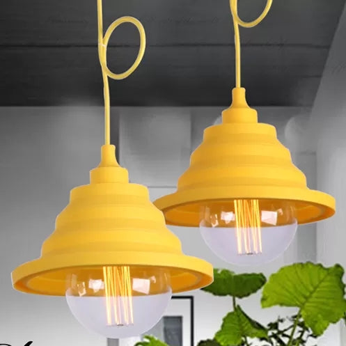 Kids Conical Hanging Pendant Metal Single Head Bright Colored Hanging Light for Game Room Clearhalo 'Ceiling Lights' 'Pendant Lights' 'Pendants' Lighting' 52123