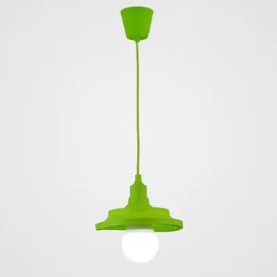 Kids Conical Hanging Pendant Metal Single Head Bright Colored Hanging Light for Game Room Green Clearhalo 'Ceiling Lights' 'Pendant Lights' 'Pendants' Lighting' 52127_72052b8a-f7ac-41e9-a1ca-4a7511c37c7b