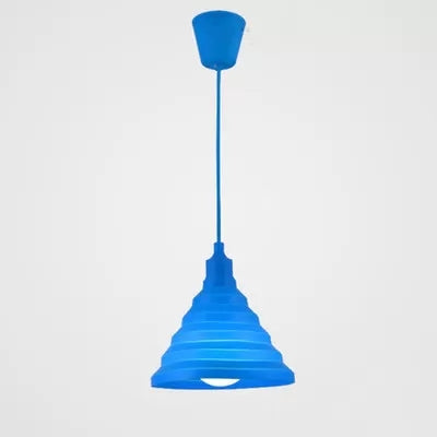 Kids Conical Hanging Pendant Metal Single Head Bright Colored Hanging Light for Game Room Blue Clearhalo 'Ceiling Lights' 'Pendant Lights' 'Pendants' Lighting' 52128_e43ab9b2-8c5b-4cd8-884c-c7d61f68ce86