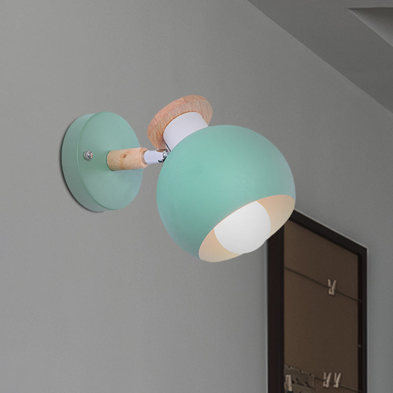 Single Light Spherical Wall Lamp Nordic Metal Sconce Light for Kindergarten Child Bedroom Clearhalo 'Wall Lamps & Sconces' 'Wall Lights' Lighting' 522439