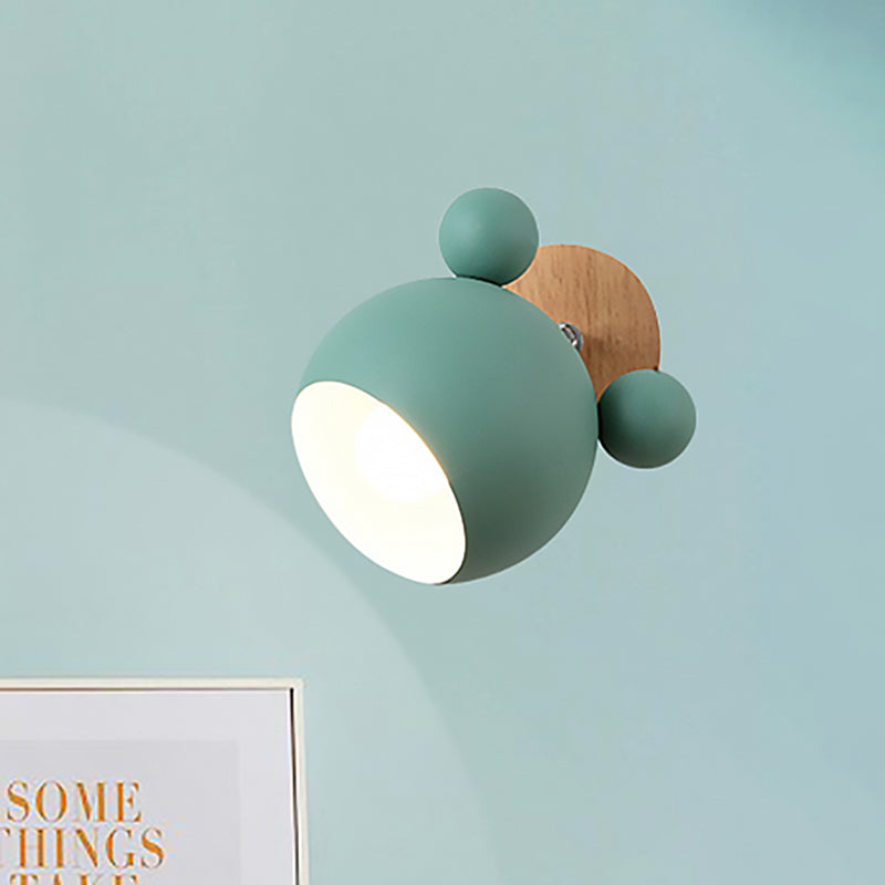 Nordic Style Globe Wall Light Wood & Metal 1 Bulb Wall Sconce for Restaurant Hallway Clearhalo 'Wall Lamps & Sconces' 'Wall Lights' Lighting' 522449