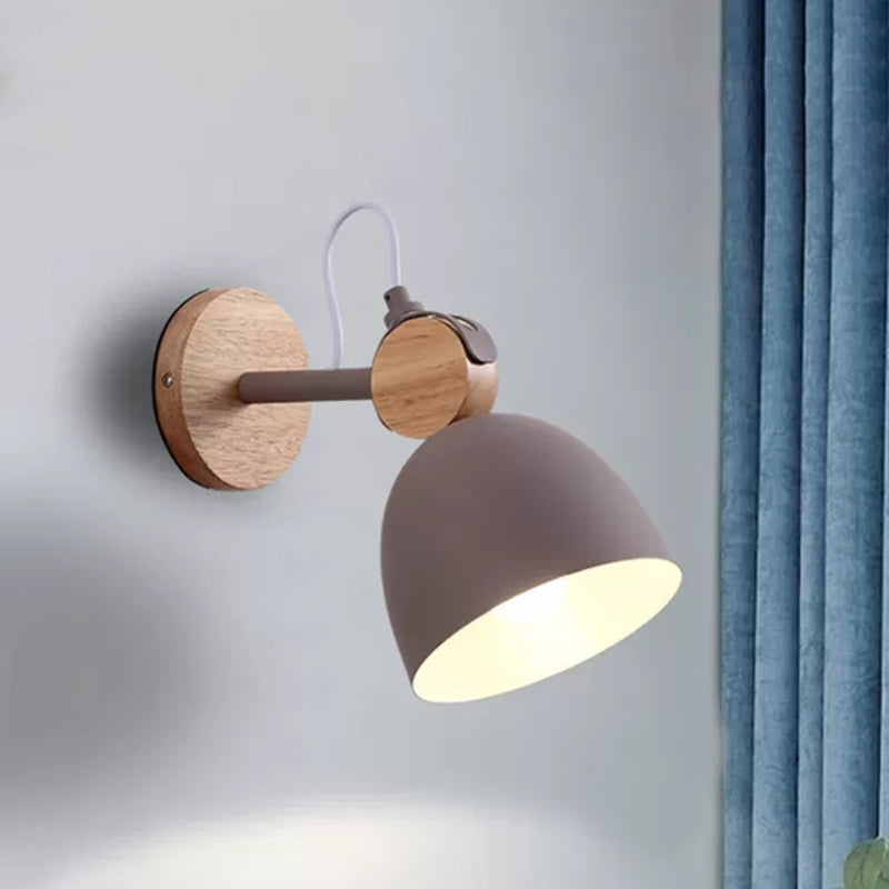 Metal Dome Wall Sconce Living Room Angle Adjustable 1 Light Nordic Style Wall Light Clearhalo 'Wall Lamps & Sconces' 'Wall Lights' Lighting' 522457