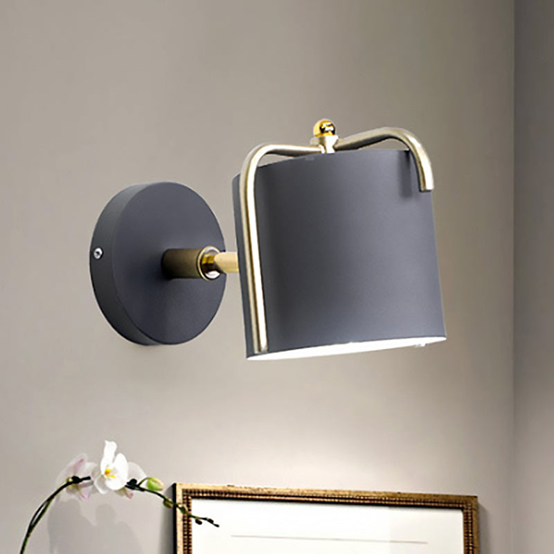 Metal Cylinder Wall Light Rotatable One Bulb Macaron Loft Sconce Light for Bedroom Mirror Clearhalo 'Wall Lamps & Sconces' 'Wall Lights' Lighting' 522462