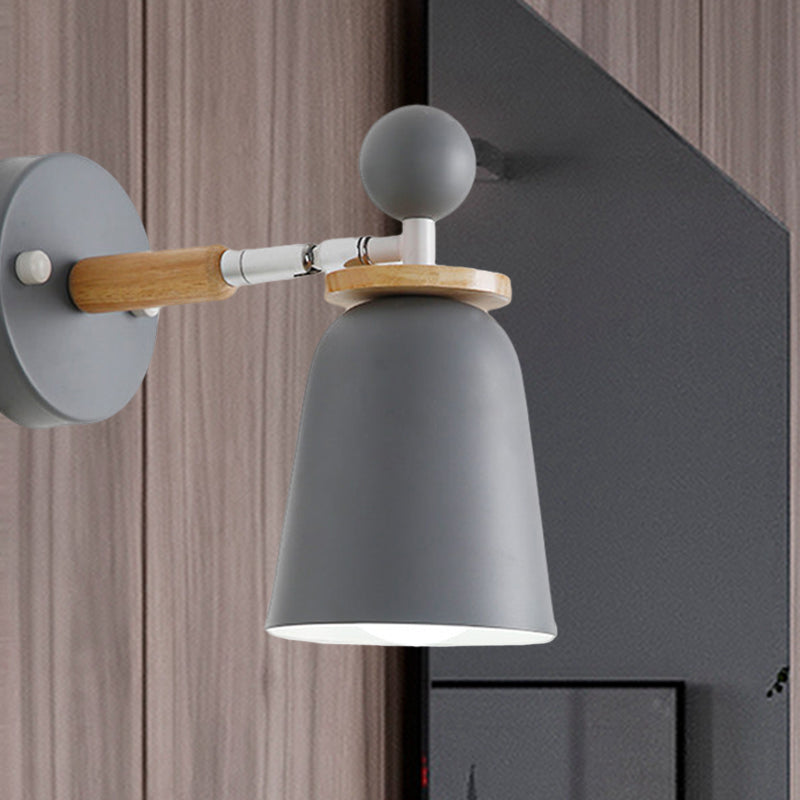 Baby Bedroom Bell Wall Light Metal Single Light Macaron Loft Undertint Sconce Lamp Clearhalo 'Wall Lamps & Sconces' 'Wall Lights' Lighting' 522467