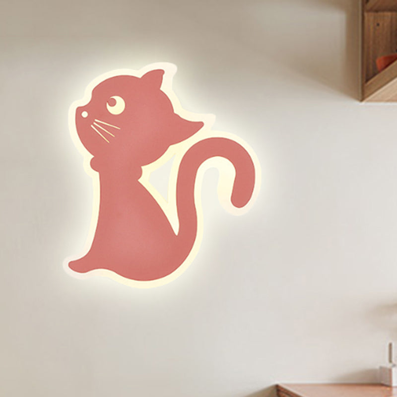 Metal Slim Kitten Wall Light Animal Macaron Colored Wall Sconce for Bedroom Kindergarten Clearhalo 'Wall Lamps & Sconces' 'Wall Lights' Lighting' 522483