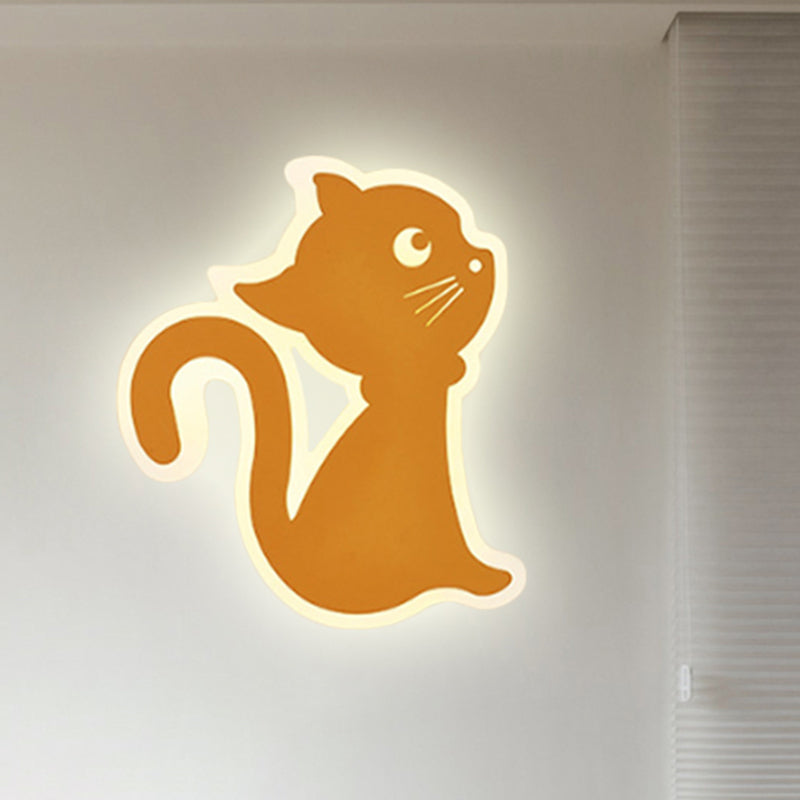 Metal Slim Kitten Wall Light Animal Macaron Colored Wall Sconce for Bedroom Kindergarten Clearhalo 'Wall Lamps & Sconces' 'Wall Lights' Lighting' 522485