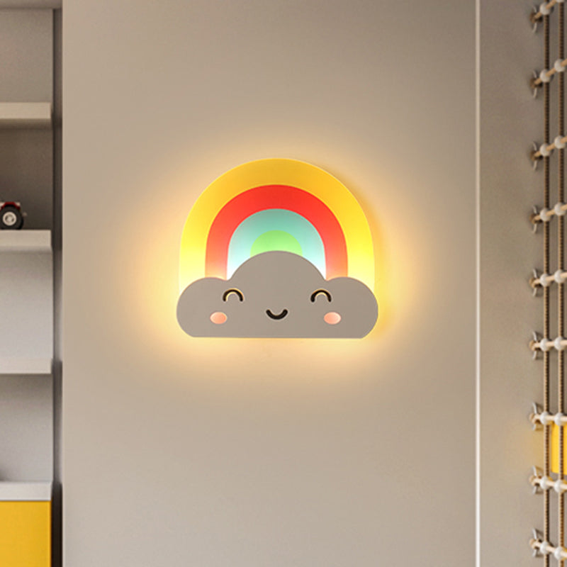 Kids Rainbow Cloud Sconce Light Acrylic Multi-Color Wall Lamp for Baby Bedroom Hallway Clearhalo 'Wall Lamps & Sconces' 'Wall Lights' Lighting' 522496