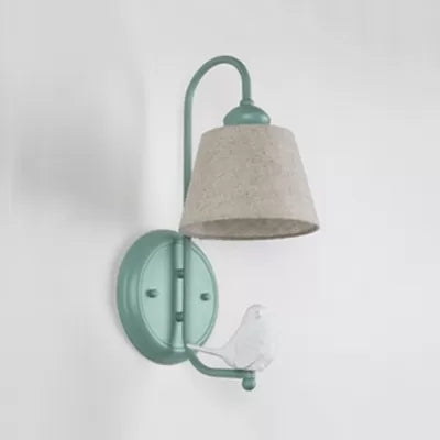 Fabric Tapered Shade Wall Light Dining Room 1 Head Macaron Style Wall Sconce with Vivid Decoration Green Clearhalo 'Wall Lamps & Sconces' 'Wall Lights' Lighting' 52370