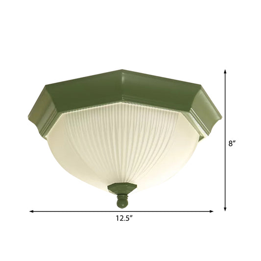 Octagonal Bowl Flush Ceiling Light Contemporary Ridge Glass Ceiling Lamp for Child Bedroom Clearhalo 'Ceiling Lights' 'Close To Ceiling Lights' 'Close to ceiling' 'Flush mount' Lighting' 52377