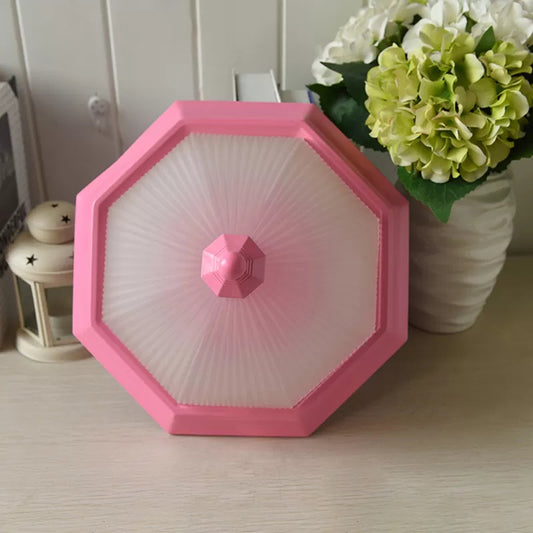 Octagonal Bowl Flush Ceiling Light Contemporary Ridge Glass Ceiling Lamp for Child Bedroom Pink Clearhalo 'Ceiling Lights' 'Close To Ceiling Lights' 'Close to ceiling' 'Flush mount' Lighting' 52379