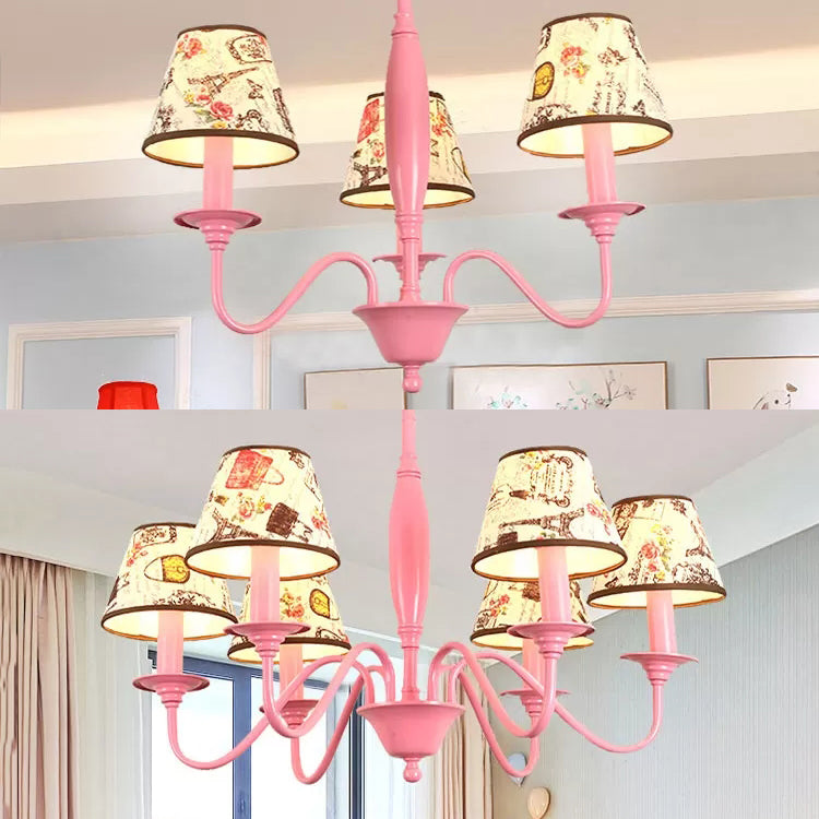 Contemporary Bag and Tower Chandelier Metal Pink Hanging Light for Girls Bedroom Clearhalo 'Ceiling Lights' 'Chandeliers' Lighting' options 52456